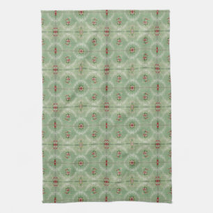 Linge De Cuisine Floral savoureux de vert sauge de motif vintage de