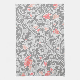 Linge De Cuisine Floral Tourbillonnant rose et gris tendance