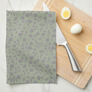 Linge De Cuisine Floral vert olive