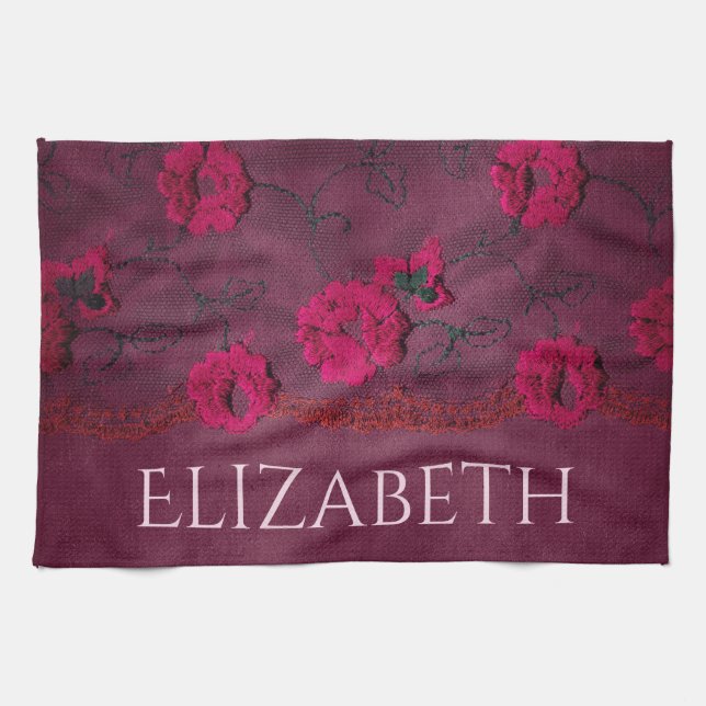 Linge De Cuisine Floral violet victorien (Horizontal)
