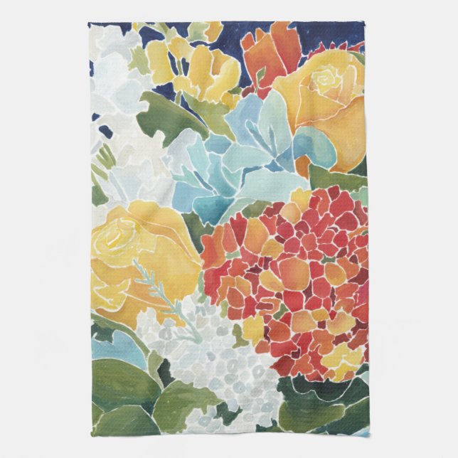 Linge De Cuisine Florals II de minuit (Vertical)