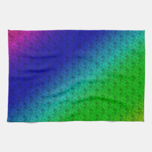 Linge De Cuisine Flore bleu vert arc-en-ciel dégradé Mélange diagon