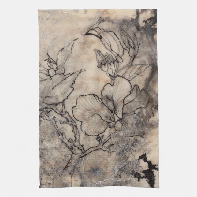 Linge De Cuisine Flore tatouée I (Vertical)