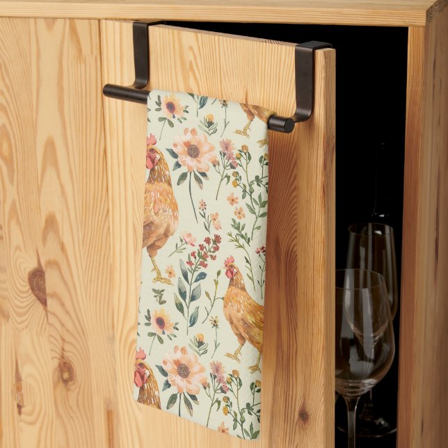 Linge De Cuisine Flores de poulets de ferme (Pliage en tiers)