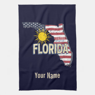Linge De Cuisine Floride États-Unis Carte Retro Vintage USA