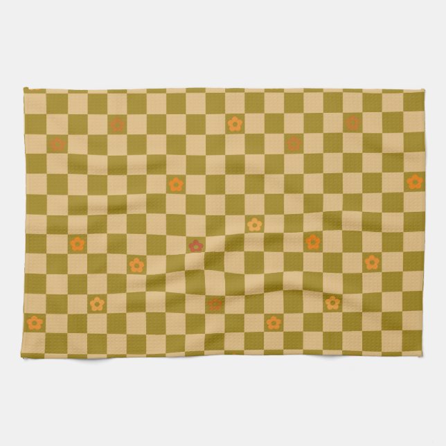 Linge De Cuisine Flowe Checkered Pattern - No. 02 (Horizontal)