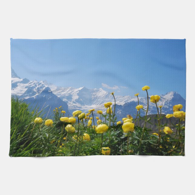 Linge De Cuisine Flowers (homonymie) | Eiger Monch Swiss Alps (Horizontal)