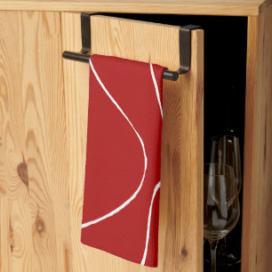 Linge De Cuisine Flux et reflux 2 en rouge et blanc