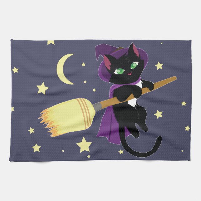Linge De Cuisine Flying Witch Cat (Horizontal)
