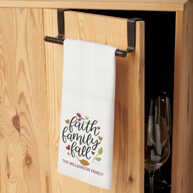 Linge De Cuisine Foi personnalisée Famille Décor d'automne (Pliage en tiers)