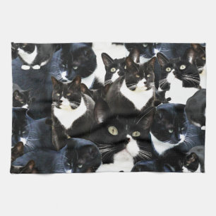 Linge De Cuisine Folie blanche noire de chat