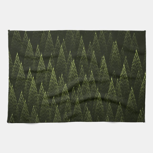 Linge De Cuisine Forêt de conifères fractale (Horizontal)