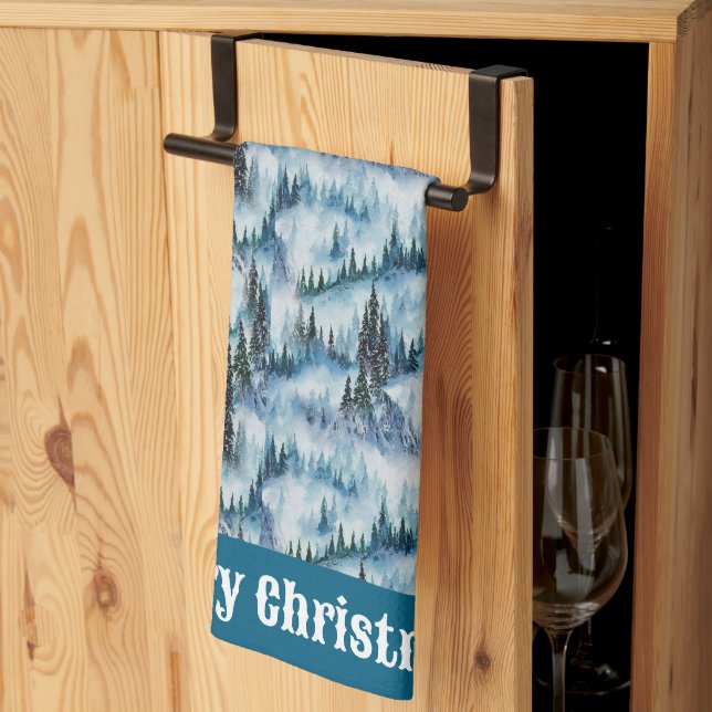 Linge De Cuisine Forêt de pins à neige (Pliage en tiers)