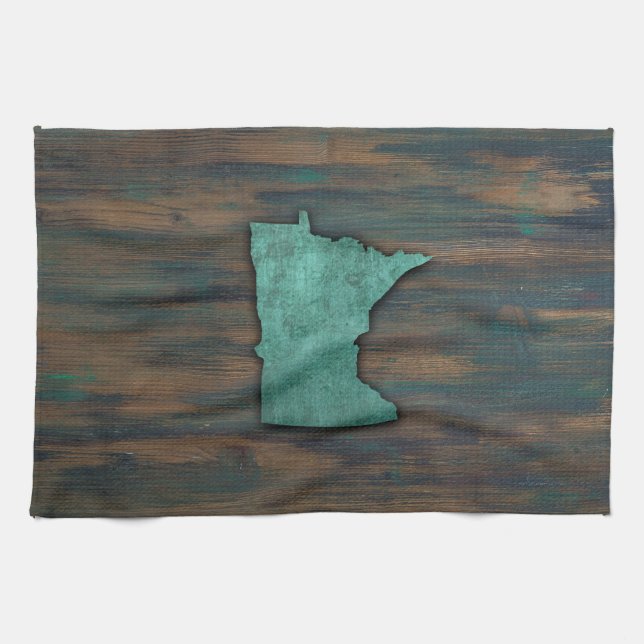 Linge De Cuisine Forme de Minnesota Turquoise Russe (Horizontal)