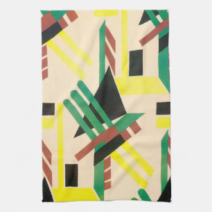 Linge De Cuisine Formes géométriques Jazz Pochoir Art Déco Vintage
