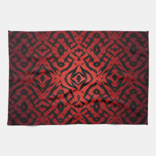 Linge De Cuisine Formes tribales rouges et noires motif