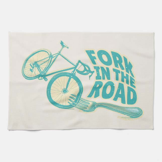 Linge De Cuisine Fourche dans la rue Funny vélo (Horizontal)