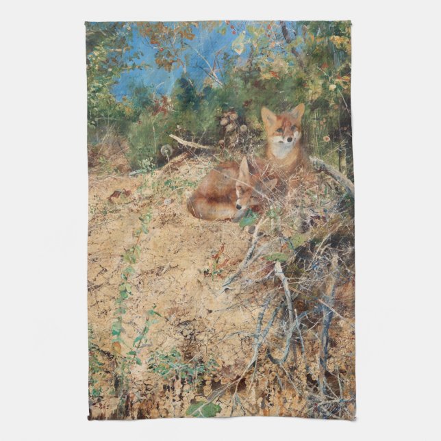 Linge De Cuisine Foxes, Bruno Liljefors (Vertical)