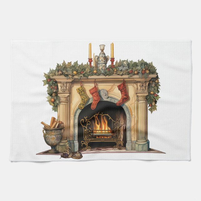 Linge De Cuisine Foyer victorien cosy Noël (Horizontal)