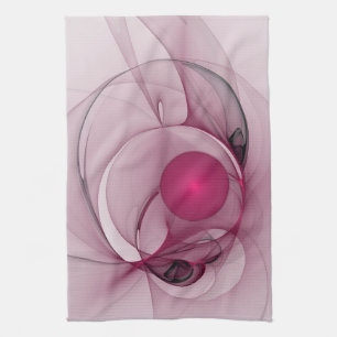 Linge De Cuisine Fractal, moderne Berry Abstrait Art rose