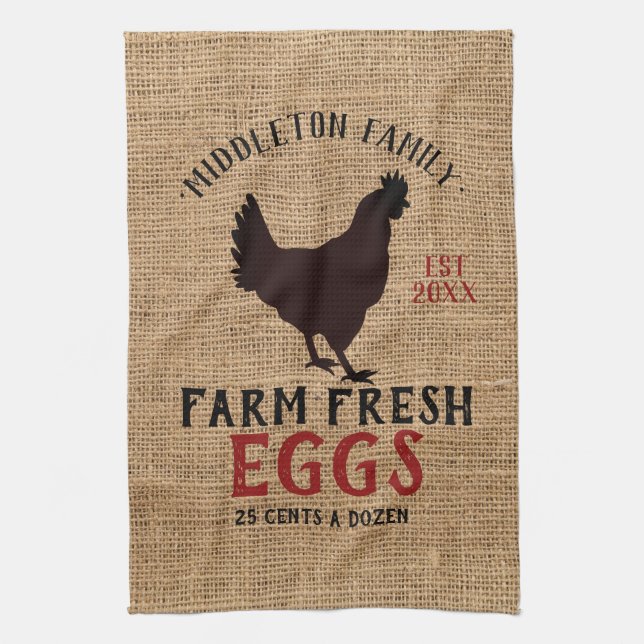 Linge De Cuisine 🥚 frais de ferme 🐓 oeufs (Vertical)