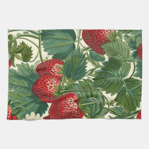 Linge De Cuisine Fraise botanique Cottagecore vintage