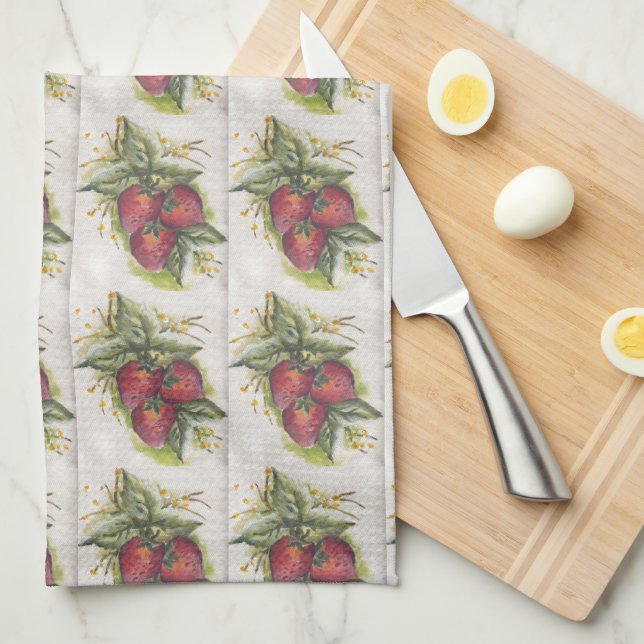 Linge De Cuisine Fraises (Quart Plié)