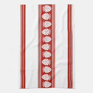 Linge De Cuisine Fraises Luxe Rayures Jacquard