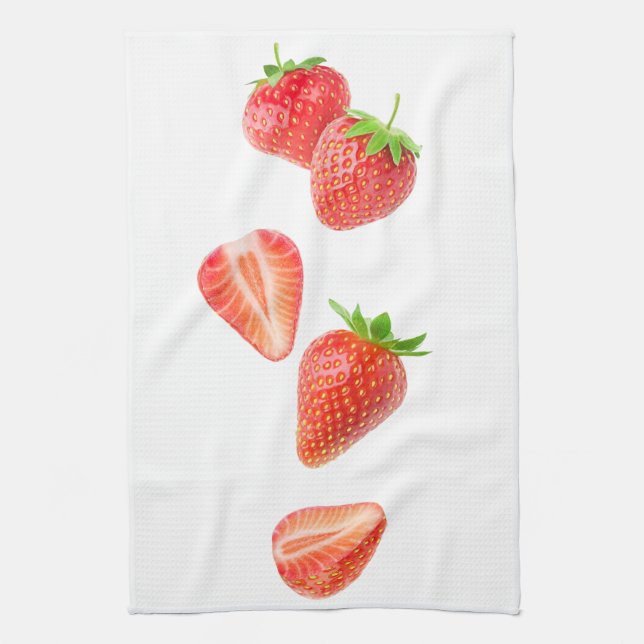 Linge De Cuisine Fraises tombantes (Vertical)