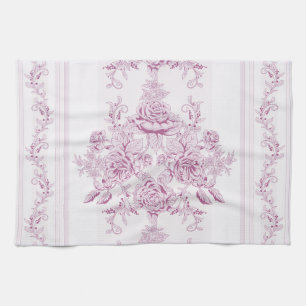Linge De Cuisine français chic, rose, toile, floral, motif, victor