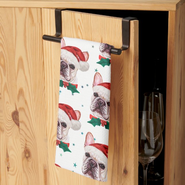 Linge De Cuisine Français Chien de Noël race Chien de Noël Motif (Pliage en tiers)