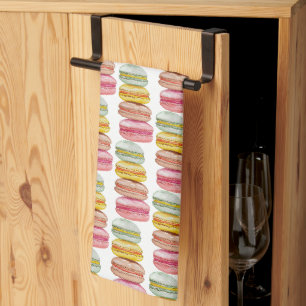 Linge De Cuisine Français Macarons aquarelle peinte à la main