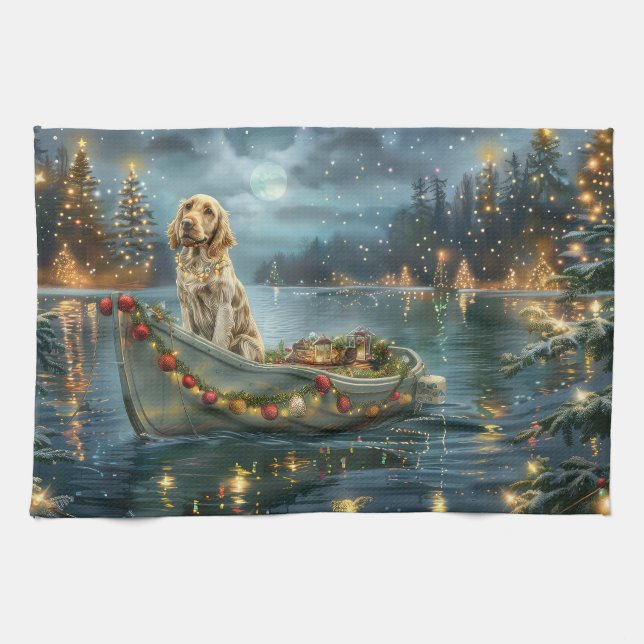 Linge De Cuisine Français Setter Christmas Festive Voyage (Horizontal)