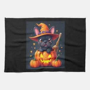 Linge De Cuisine Française Bulldog sorcière Citrouille Halloween Ho