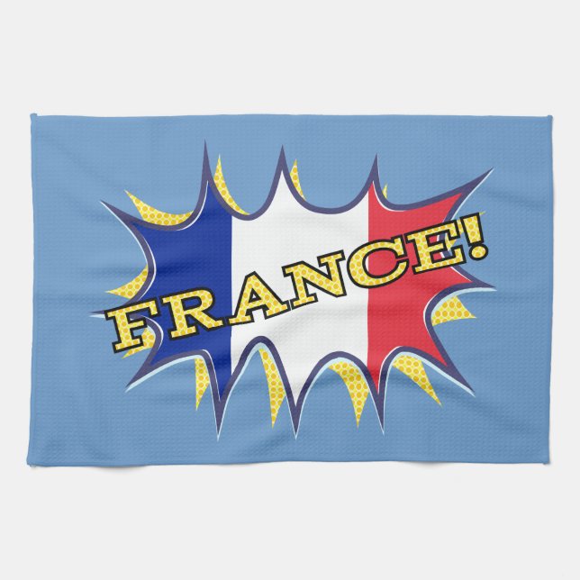 Linge De Cuisine France Drapeau Kapow Étoile de style comique (Horizontal)