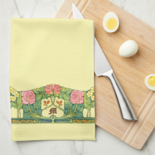 Linge De Cuisine Frise florale rétro Arts & Crafts ou Craftsman