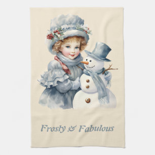 Linge De Cuisine Frosty & Fabulous Mignonne fille Noël Snowman