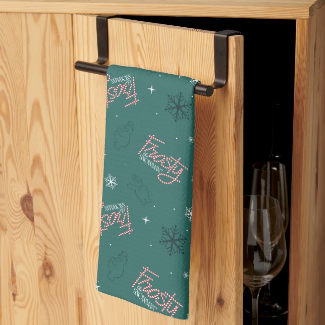 Linge De Cuisine Frosty Snowman Green Snowflake Motif (Pliage en tiers)