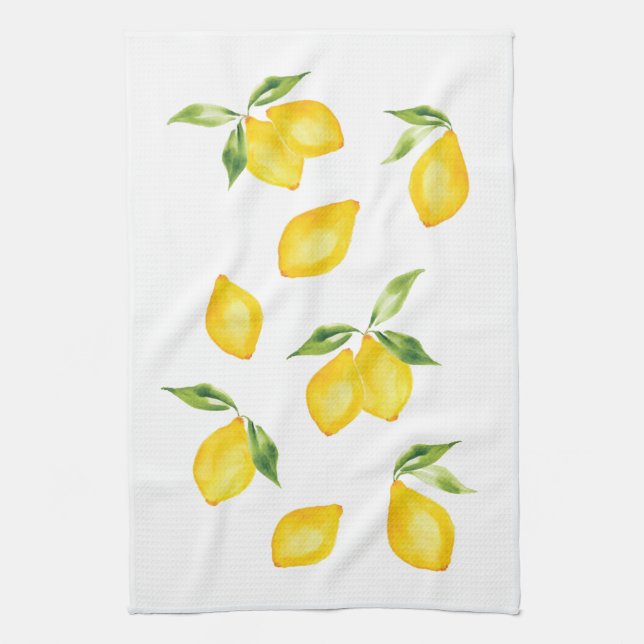 Linge De Cuisine Fruit d'aquarelle au citron jaune mou (Vertical)