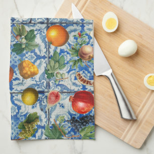 Linge De Cuisine Fruit d'été méditerranéen & Mosaïque Bleue Blanc