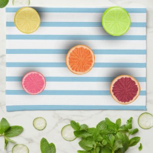 Linge De Cuisine Fruits d'agrumes sur Bébé Blue Stripes Motif