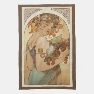 Linge De Cuisine Fruits d'Alphonse Mucha, Art Nouveau Vintage