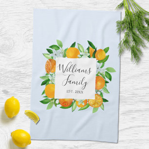 Linge De Cuisine Fruits et fleurs orange Floral botanique d'été