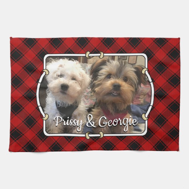 Linge De Cuisine Fun Custom Christmas Red & Black Plaid Photo Cadre (Horizontal)