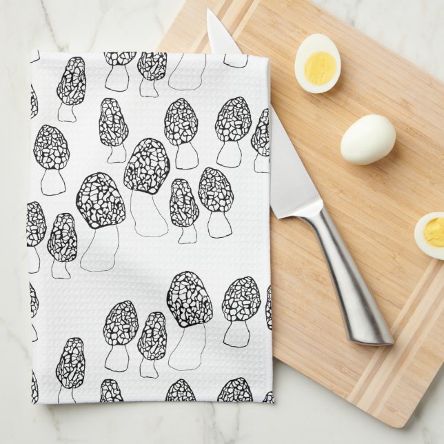 Linge De Cuisine Fun Fungi Morel Champignons Motif (Quart Plié)