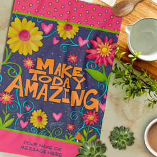 Linge De Cuisine Fun Make Today Extraordinaire Quote Floral Custom