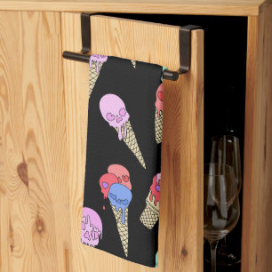 Linge De Cuisine Fun Melty Summer Goth Crâne glace crème pastel noi