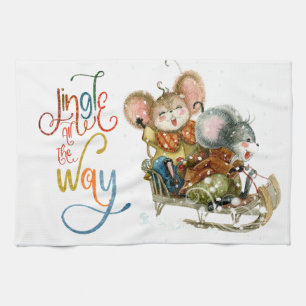 Linge De Cuisine Fun Mice Sleigh Jingle Tout le chemin Parties scin