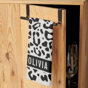 Linge De Cuisine Fun Nom personnalisé Snow Leopard Poster de animal
