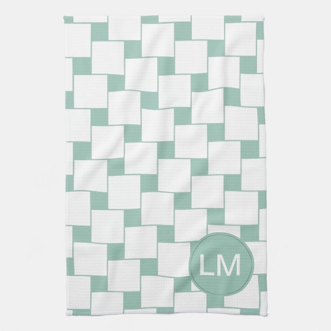 Linge De Cuisine Fun tissé Carré Mint Green (Vertical)